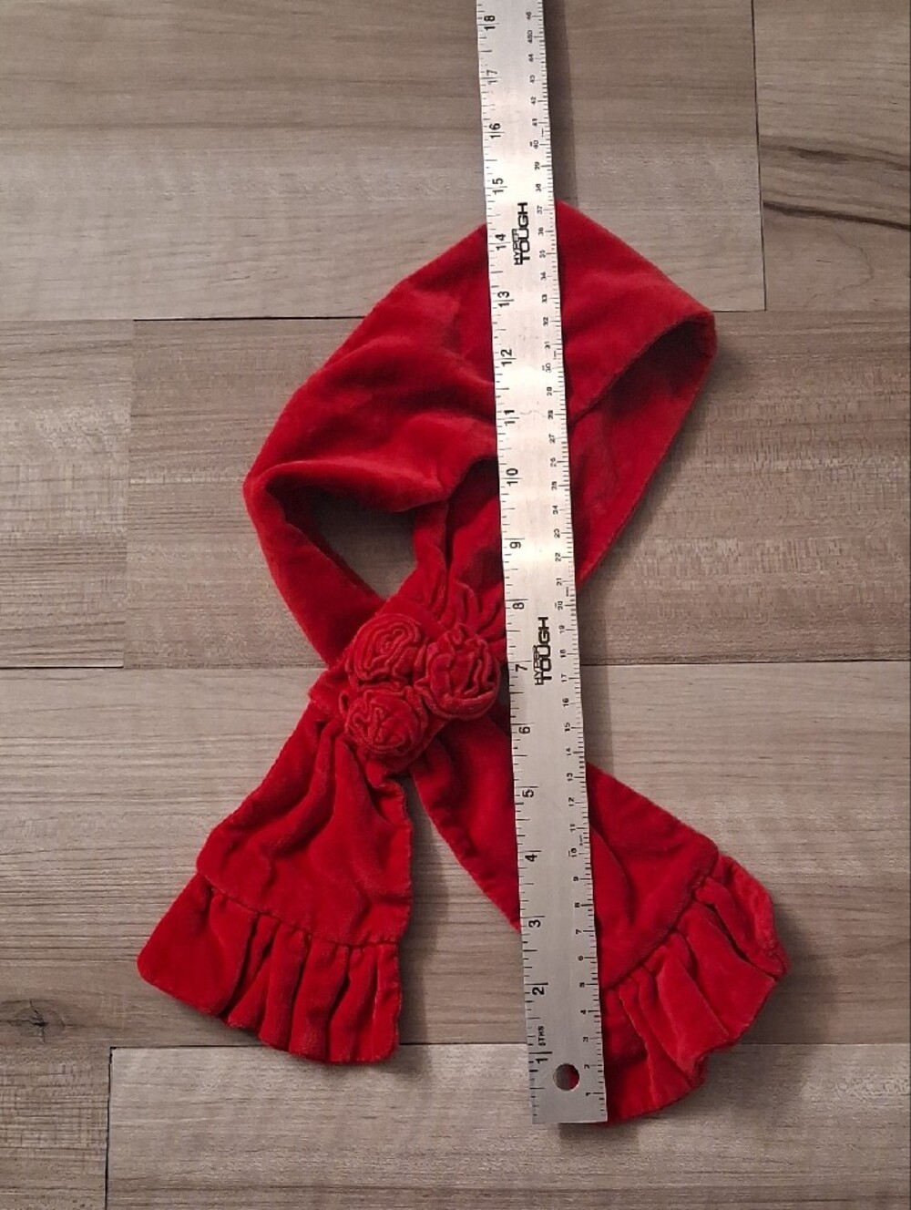The Children's Place Red Velvet Floral Rosette Baby Scarf One Size (M) - Picture 3 of 4